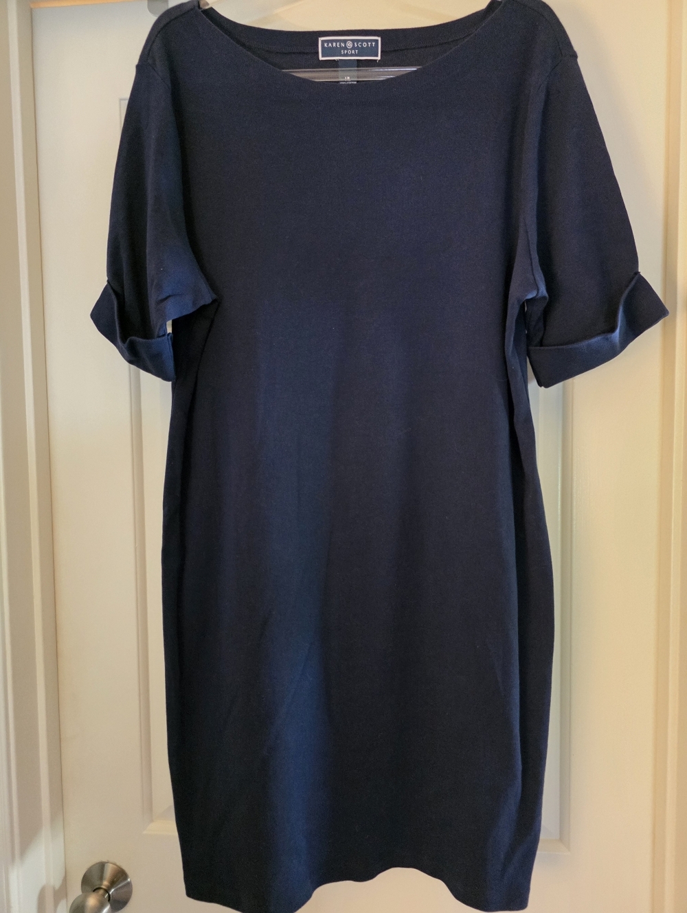 EUC Karen Scott Short-Sleeve A-Line Dress - Navy - Size XL